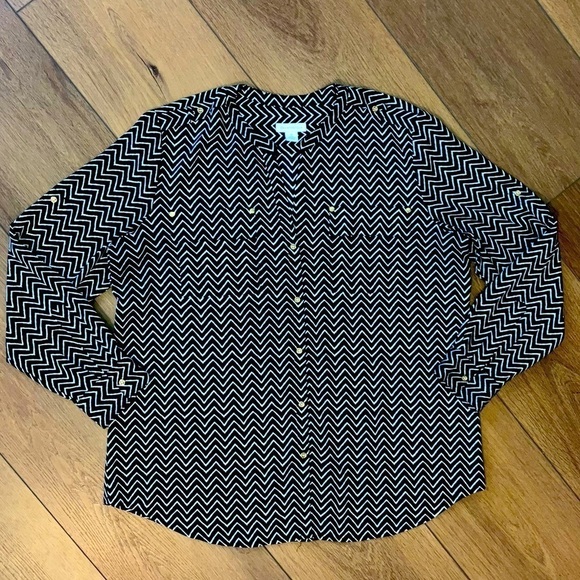 Charter Club  Black and White Chevron Print Blouse - Picture 1 of 6